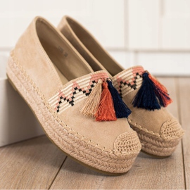 Coura Espadrillas In Camoscio Con Frange beige 2