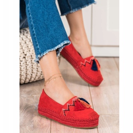 Coura Espadrillas In Camoscio Con Frange rosso 1