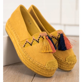 Coura Espadrillas In Camoscio Con Frange giallo 2