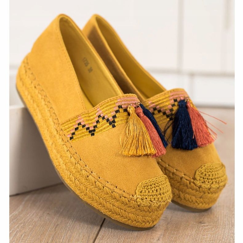 Coura Espadrillas In Camoscio Con Frange giallo 2