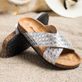 Bona Comode pantofole in ecopelle d'argento 1