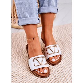 Nicole Pantofole classiche da donna in pelle bianche Evie bianco d'oro 1