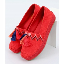 Red 1735 Espadrillas rosse con frange rosso 1
