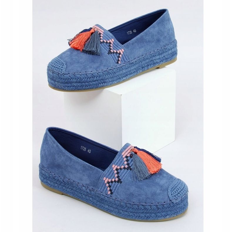 Blu 1735 Espadrillas blu con frange 1