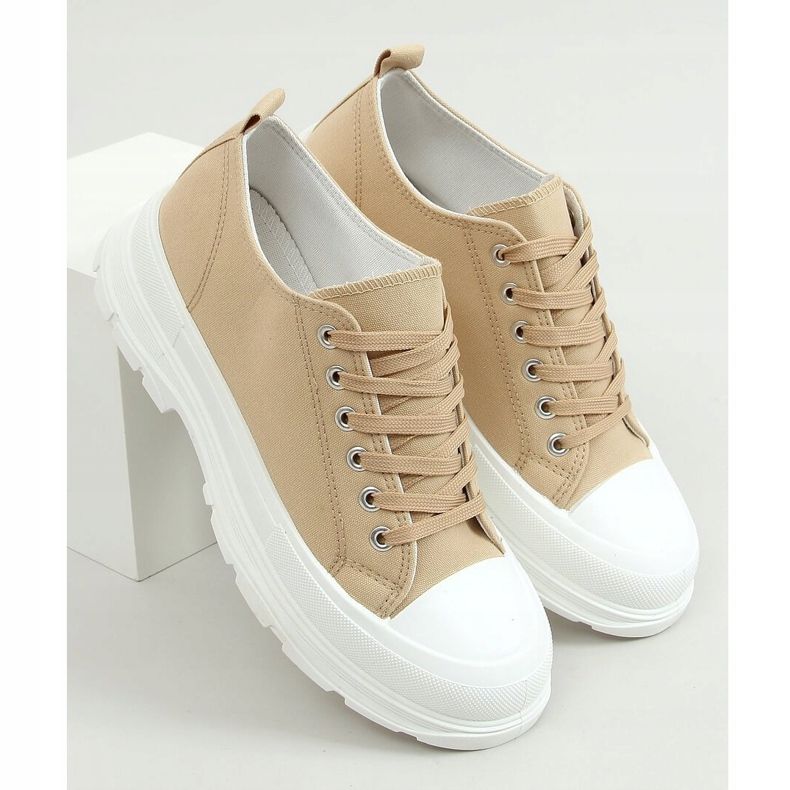 Sneakers donna beige LA122 Kaki cachi 1