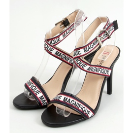 Sandali neri su tacco alto LL-170P Black bianco nero 1
