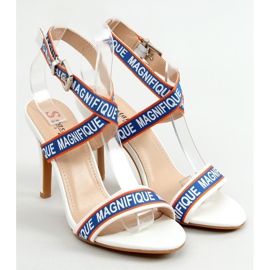 Sandali bianchi su tacco alto LL-170P White bianca blu 1