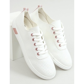 Sneakers da donna bianche e rosa LA42 Pink bianca 1