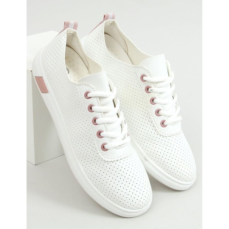 Sneakers da donna bianche e rosa LA42 Pink bianca 1