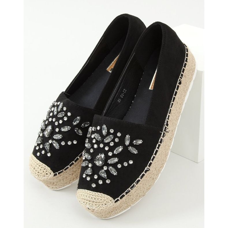 RC-96 Espadrillas nere con pietre nero 1