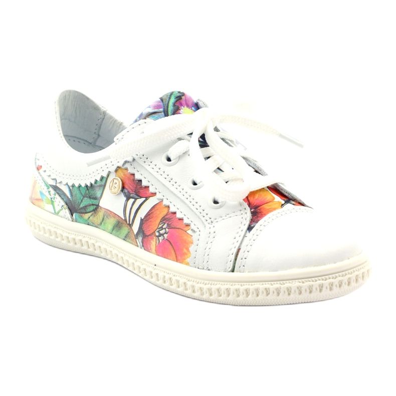 Scarpe da bambina fiori Bartek 15524 bianco viola arancia verde 1