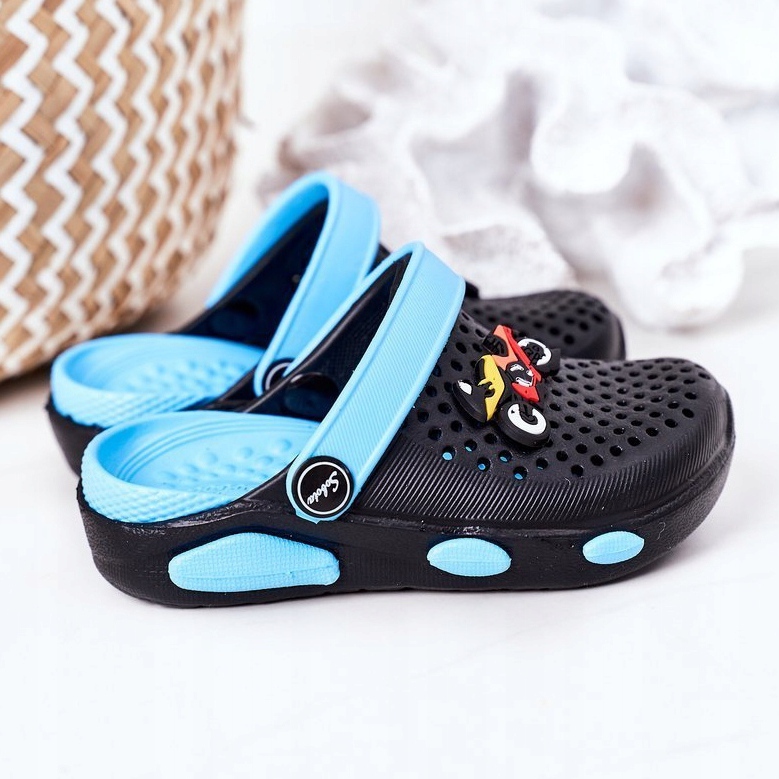Pantofole in schiuma per bambini Kroks Nero-Blu Oliver 1