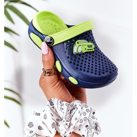 Pantofole in schiuma per bambini Kroks Navy Blue-Green Oliver verde 1