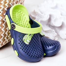 Pantofole in schiuma per bambini Kroks Navy Blue-Green Oliver verde 2