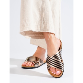 Bona Infradito casual a righe nero d'oro 1