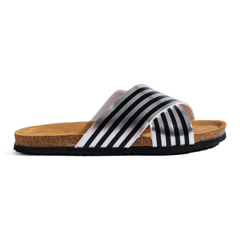 Bona Infradito casual a righe nero 1