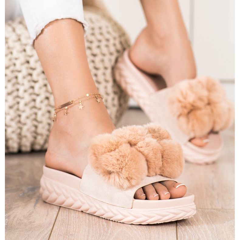 Seastar Pantofole Beige Con Pelliccia 1