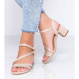 Sandali beige su palo con zirconi Hydra 1