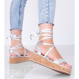 Sandali argento legati con zirconi Ves 1