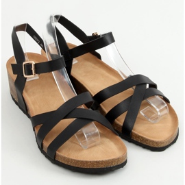 Sandali neri su zeppa di sughero H072 Negro nero 1