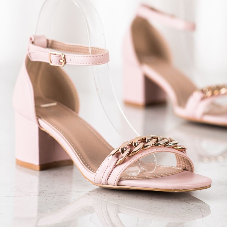 SHELOVET Sandali Con Catena Decorativa rosa 2