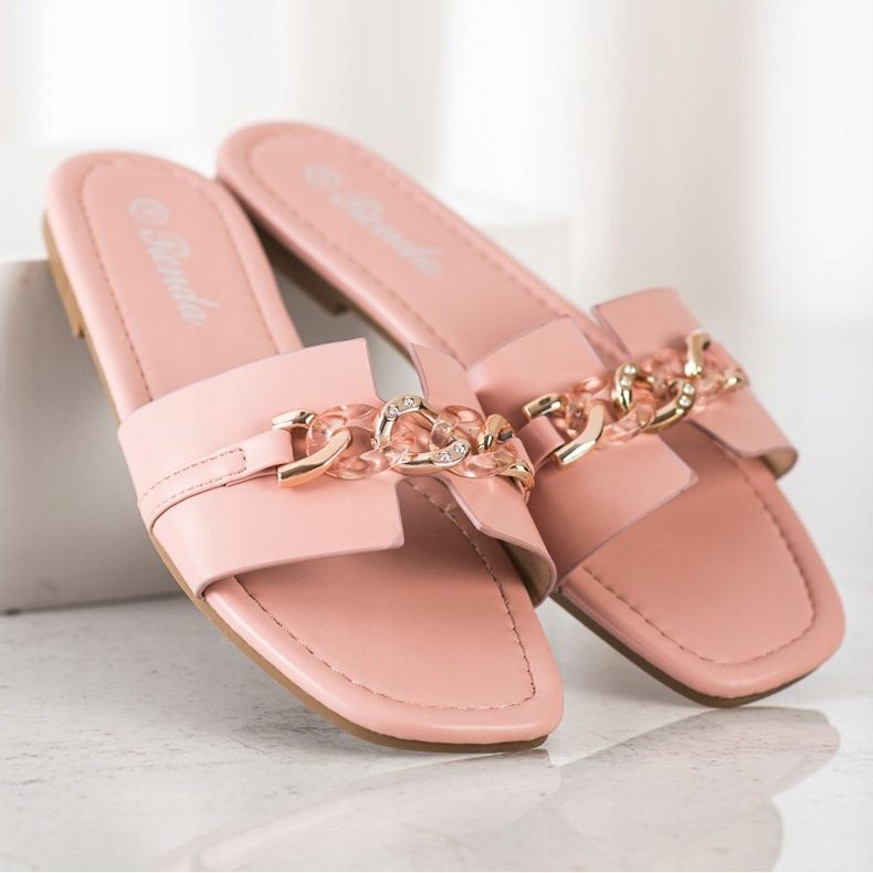 Renda Pantofole Eleganti Con Ornamento rosa 2