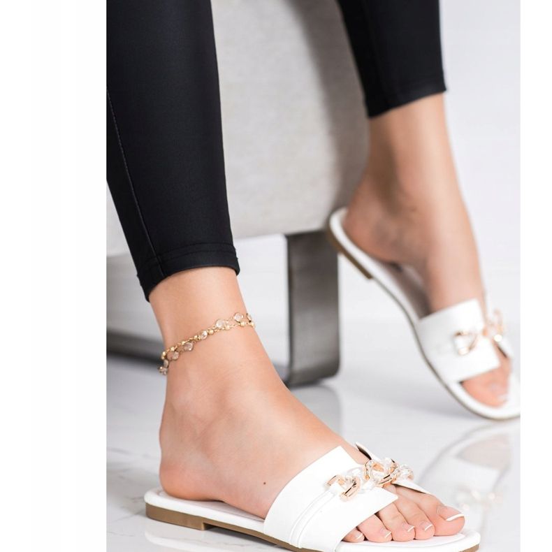 Renda Pantofole Eleganti Con Ornamento bianco 1