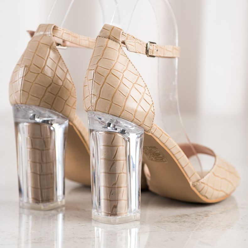 Renda Sandali Con Tacco Trasparente beige 1