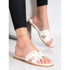 SHELOVET Pantofole alla moda con strass bianca 1
