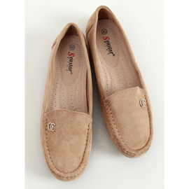 Mocassini da donna beige scuro GS14P Khaki cachi 1