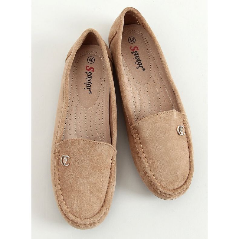 Mocassini da donna beige scuro GS14P Khaki cachi 1