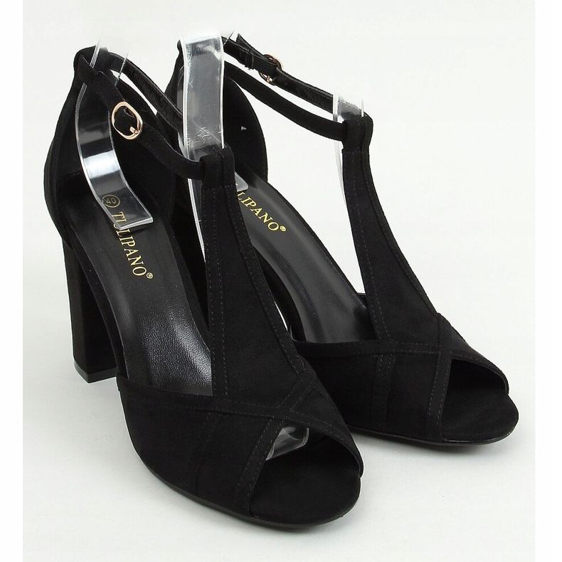 Sandali neri con tacco alto P1L1798-3 Nero 1