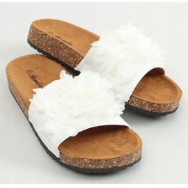 Pantofole in sughero bianche con fiori 620-73 White bianco 1
