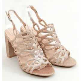 Sandali con tacco alto champagne 5099 Champagne rosa d'oro 1