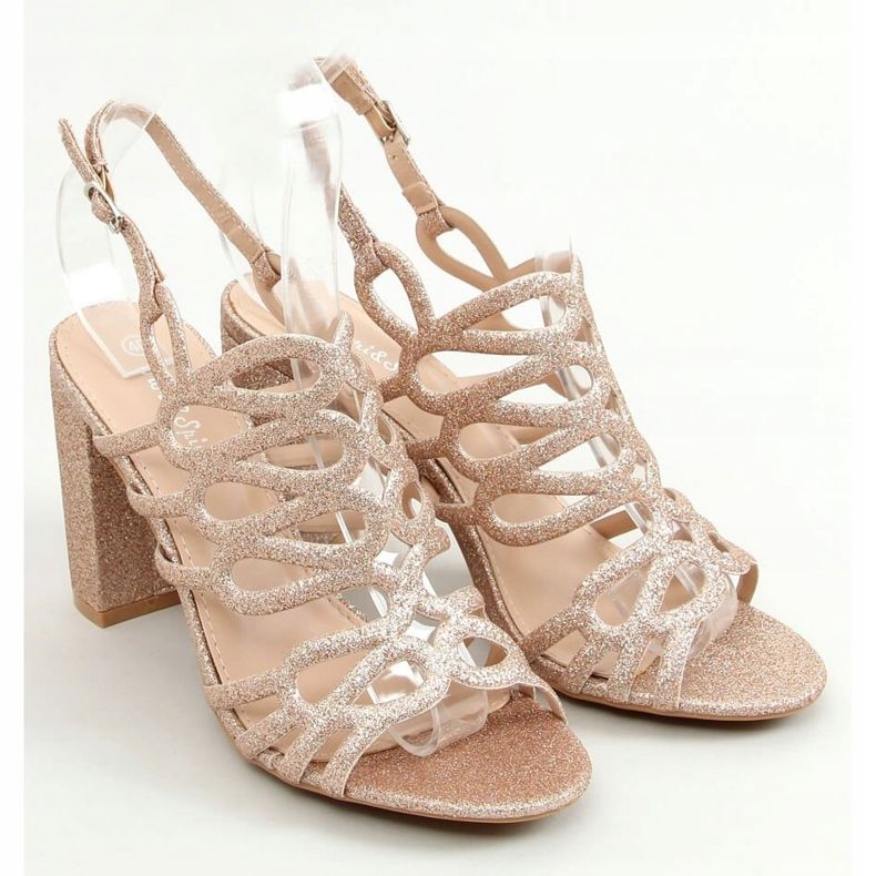 Sandali con tacco alto champagne 5099 Champagne rosa d'oro 1