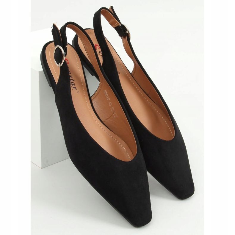 Ballerine nere con tacco aperto SD01P Black nero 1