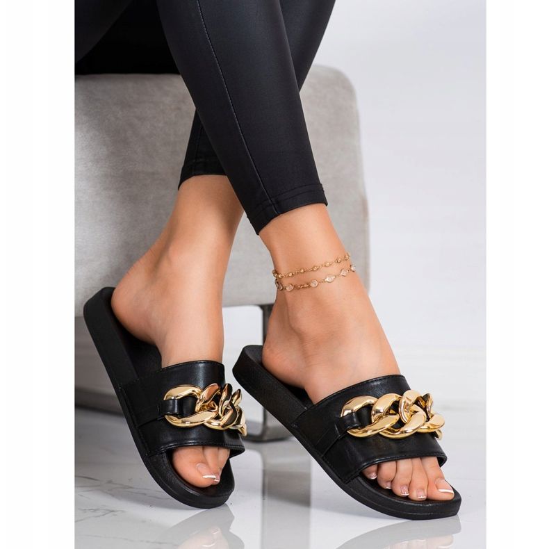 SHELOVET Pantofole Nere Con Ornamento nero 2