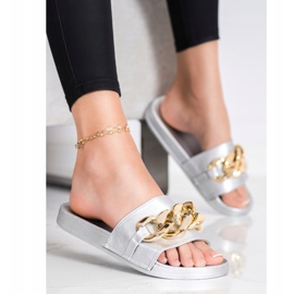 SHELOVET Pantofole Argento Con Ornamento 2