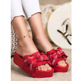 SHELOVET Pantofole Alla Moda Con Fiocco rosso 2