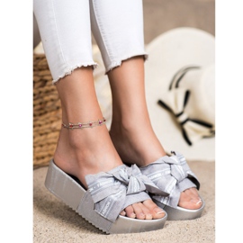 SHELOVET Pantofole Alla Moda Con Fiocco argento grigio 1