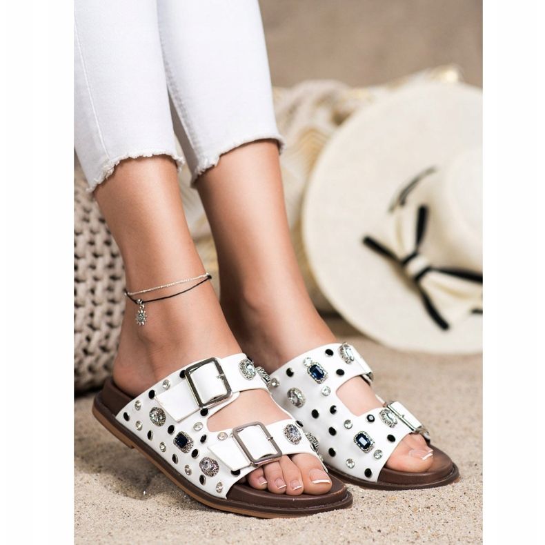 Seastar Infradito alla moda con cristalli bianco 1