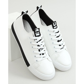 Sneakers da donna bianche e nere LR2189 WHITE / BLACK bianco nero 1