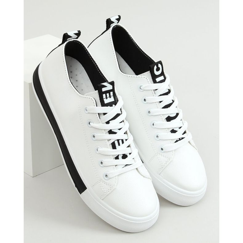 Sneakers da donna bianche e nere LR2189 WHITE / BLACK bianca nero 1