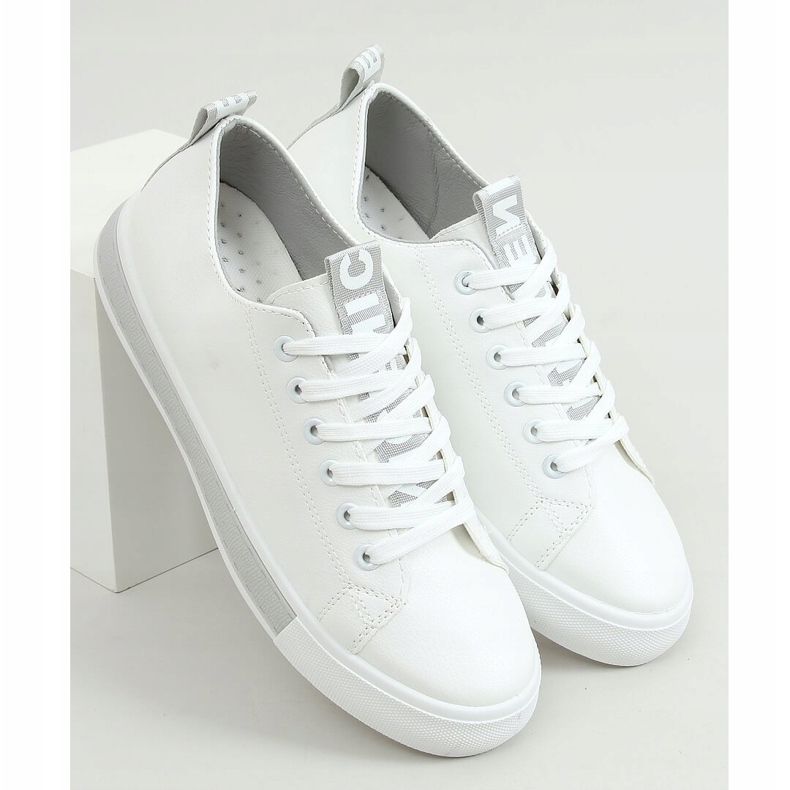 Sneakers da donna bianche e grigie LR2189 WHITE/GREY bianca grigio 1
