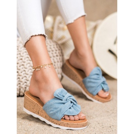 Cm Paris Sandali con zeppa in pelle scamosciata blu 1