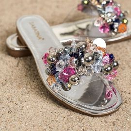 Sabatina Pantofole Trasparenti Con Ornamenti grigio 1