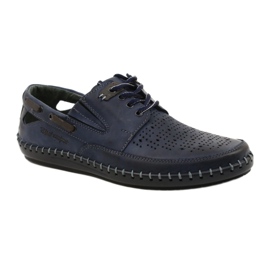 Polbut Scarpe da uomo, mocassini traforati J69L blu navy 2