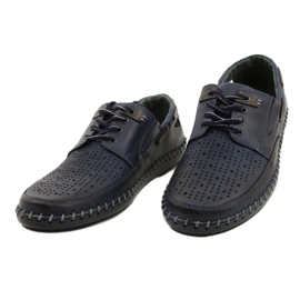 Polbut Scarpe da uomo, mocassini traforati J69L blu navy 4