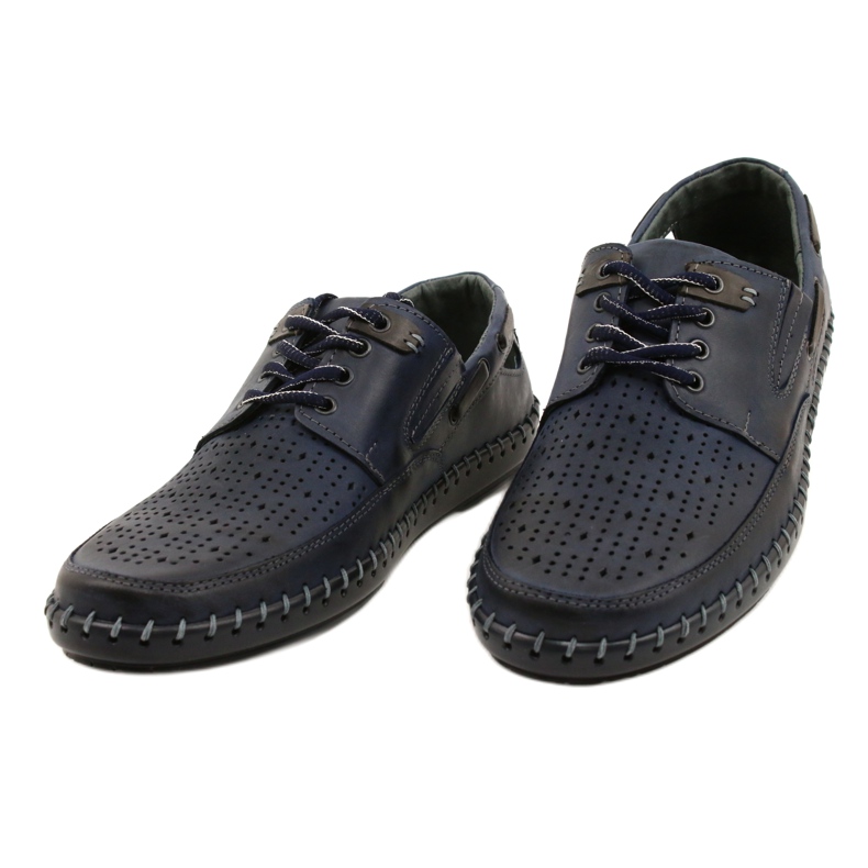 Polbut Scarpe da uomo, mocassini traforati J69L blu navy 4