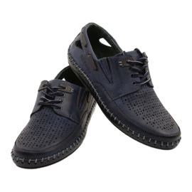 Polbut Scarpe da uomo, mocassini traforati J69L blu navy 5